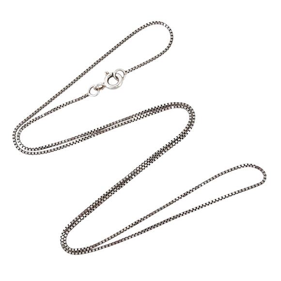 Vintage Sterling Silver 925 Box Chain Necklace 18" - Picture 1 of 3